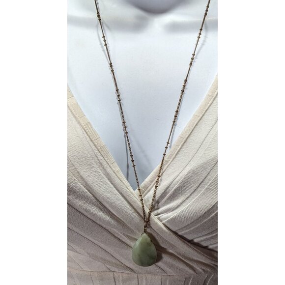 Vintage Lydell NYC Green Teardrop Agate Necklace - Picture 4 of 6